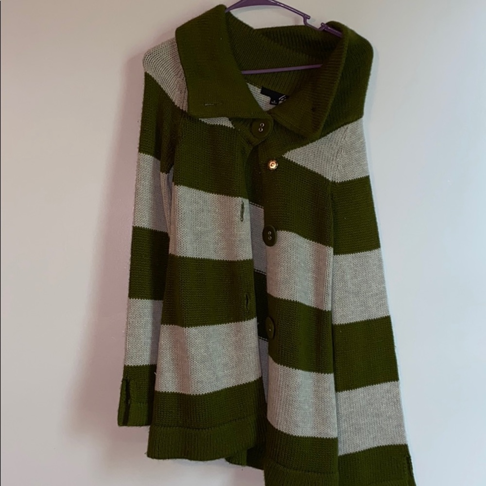 Green and grey sweater